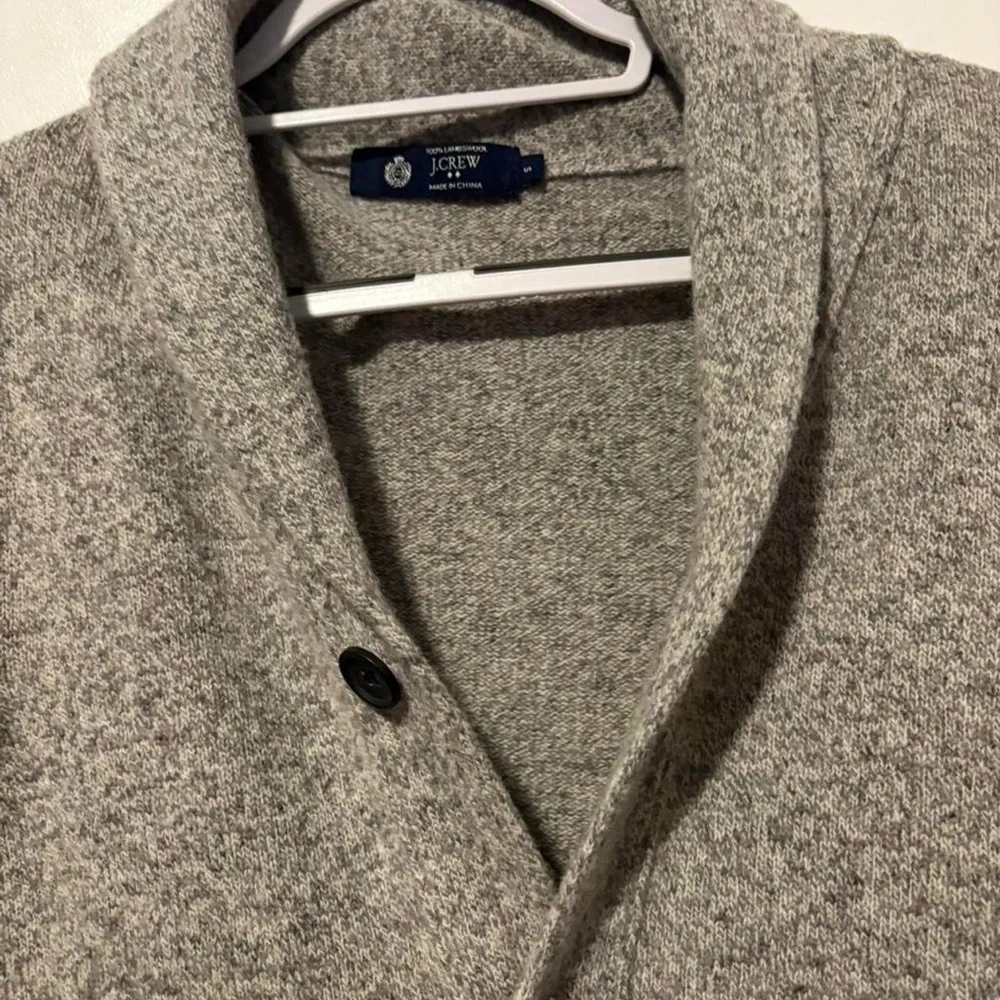 J Crew 100% lambs‎ wool grey cardigan slight oversized fit small